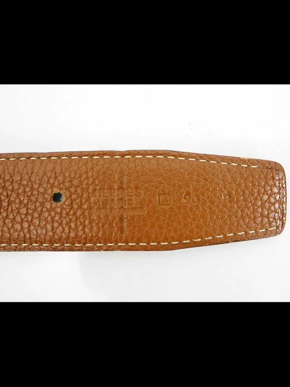 Hermes Tan Leather Belt with Silver H Buckle
